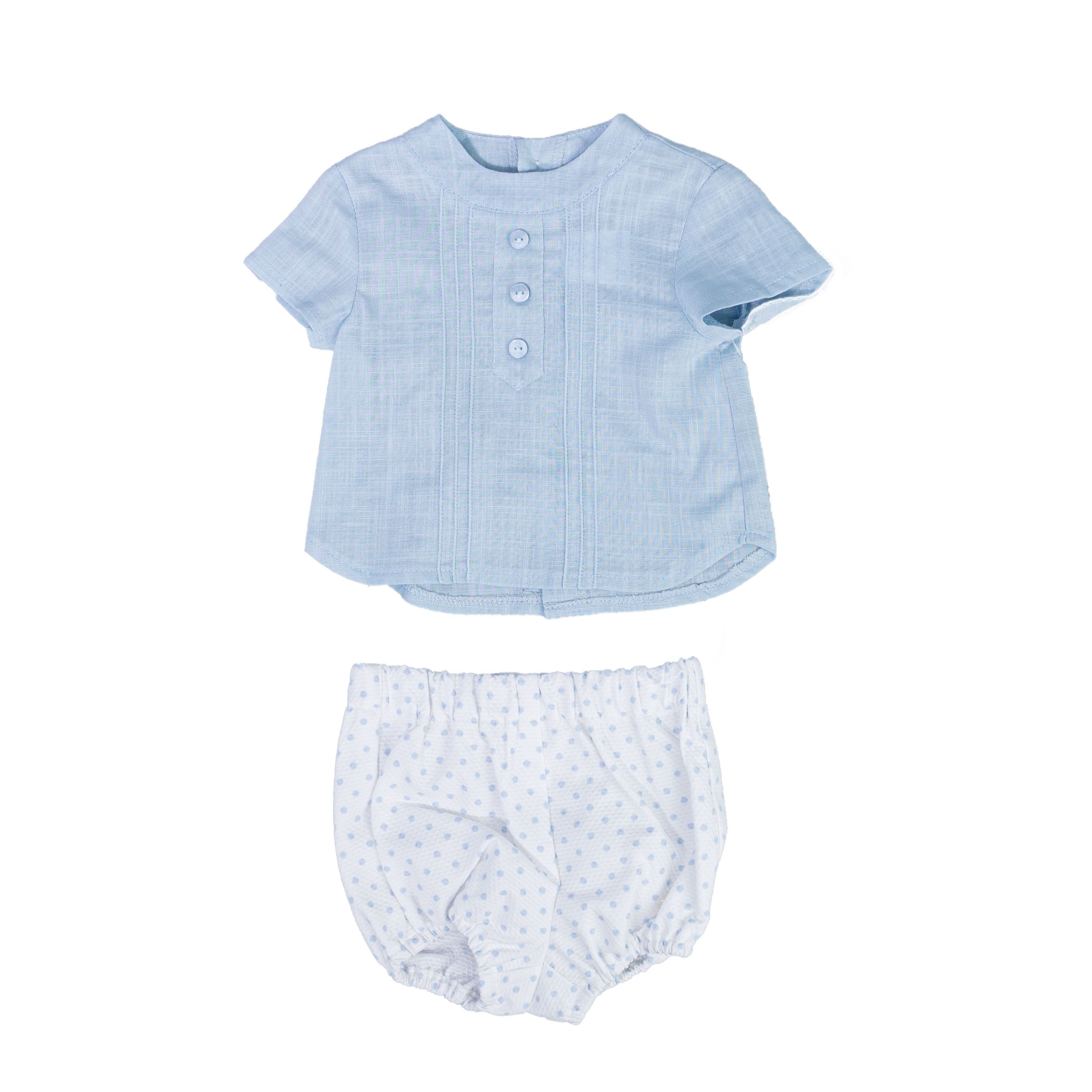 Completo Camicia e Culotte Celeste Neonato DEL SUR 0034 - DEL SUR - LuxuryKids