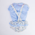 Completo Camicia e Culotte in Cotone Plumetis Con Bretelle Celeste Neonata DEL SUR 1831 - DEL SUR - LuxuryKids