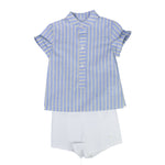 Completo Camicia e Pantaloncino Celeste-Panna Neonato DEL SUR 0282 - DEL SUR - LuxuryKids