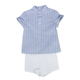 Completo Camicia e Pantaloncino Celeste-Panna Neonato DEL SUR 0282 - DEL SUR - LuxuryKids