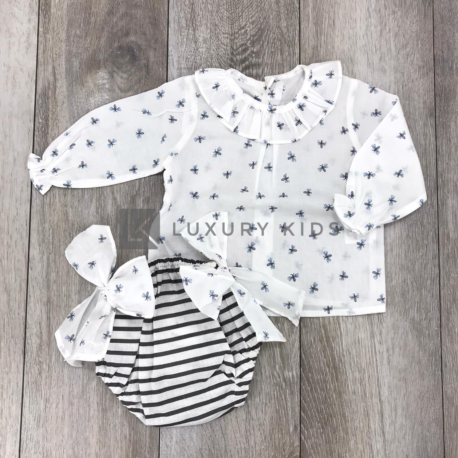 Completo Con Culotte E Camicia In Cotone Fantasia Api Neonata PALOMA DE LA O MV9BL74 - PALOMA DE LA O - LuxuryKids