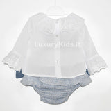 Completo con culotte elegante chic Neonata blu-bianco FINA EJERIQUE O18A6250 - Fina Ejerique - LuxuryKids
