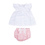 Completo Con Culotte in Misto Lino Rosa Antico Neonata TETO E TATTA CC4551 - TETO E TATTA - LuxuryKids