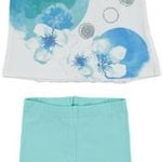 Completo con Legging Corto In Cotone Verde Acqua Neonata Sarabanda Q609 - SARABANDA - LuxuryKids