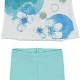 Completo con Legging Corto In Cotone Verde Acqua Neonata Sarabanda Q609 - SARABANDA - LuxuryKids