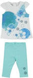 Completo con Legging Corto In Cotone Verde Acqua Neonata Sarabanda Q609 - SARABANDA - LuxuryKids