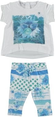 Completo Con Leggings E Maxi Shirt In Cotone Elasticizzato A Fantasia Bambina Sarabanda Q608 - SARABANDA - LuxuryKids
