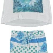 Completo Con Leggings E Maxi Shirt In Cotone Elasticizzato A Fantasia Neonata Sarabanda Q608 - SARABANDA - LuxuryKids