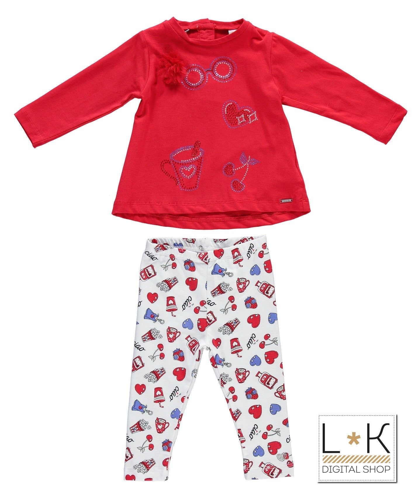 Completo con leggings Rosso Neonata Sarabanda U247 - SARABANDA - LuxuryKids