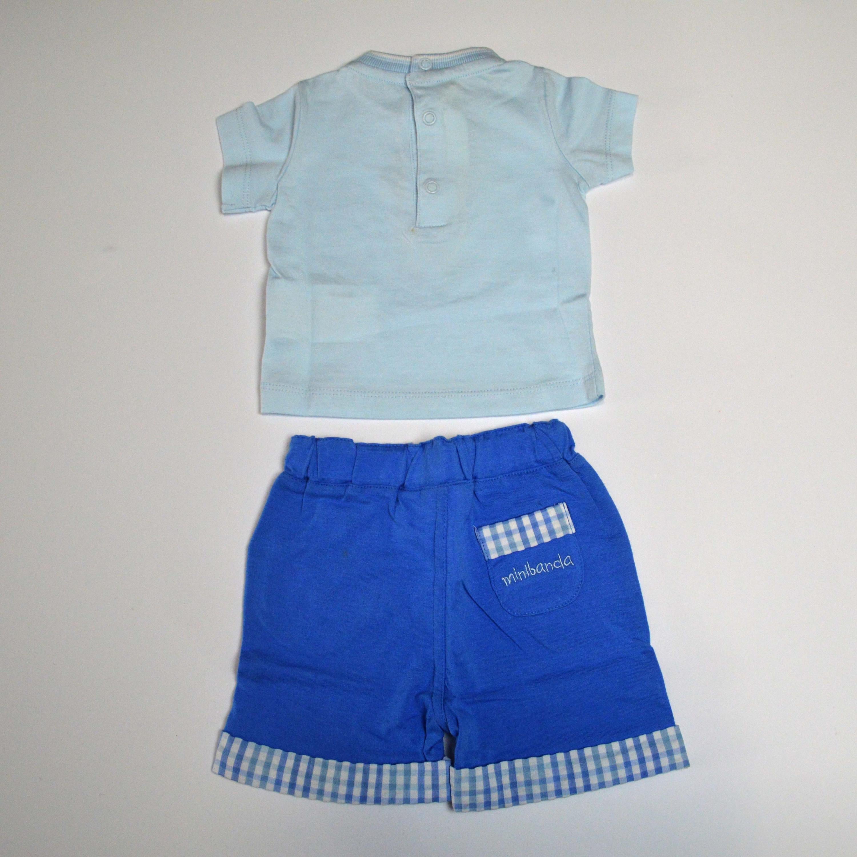 Completo con pantaloncino con Girocollo Neonato celeste Minibanda I631 - MINIBANDA - LuxuryKids
