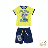 Completo con T-Shirt e Pinocchietto Giallo-Blu Neonato Sarabanda Q879 - SARABANDA - LuxuryKids