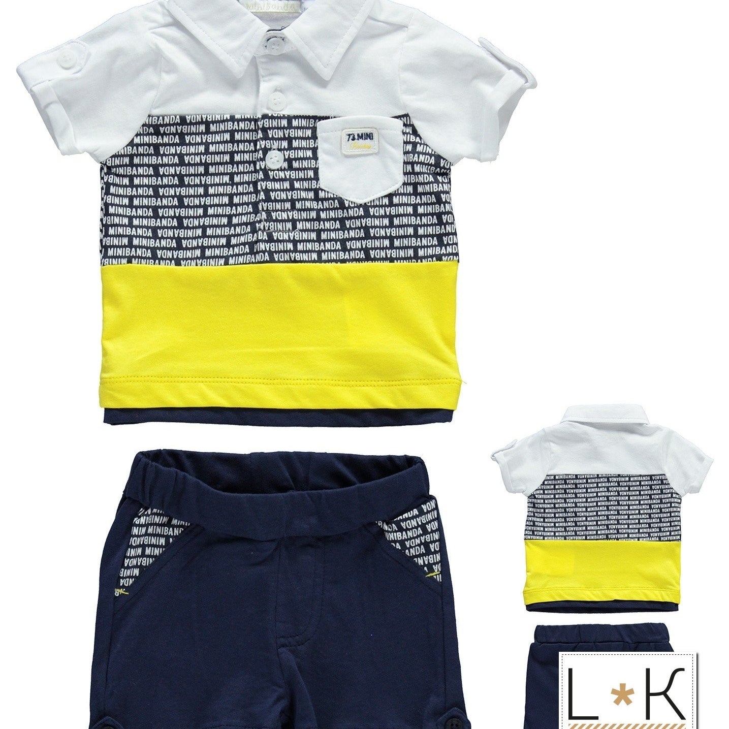 Completo Corto In Cotone Neonato Minibanda U627 - MINIBANDA - LuxuryKids