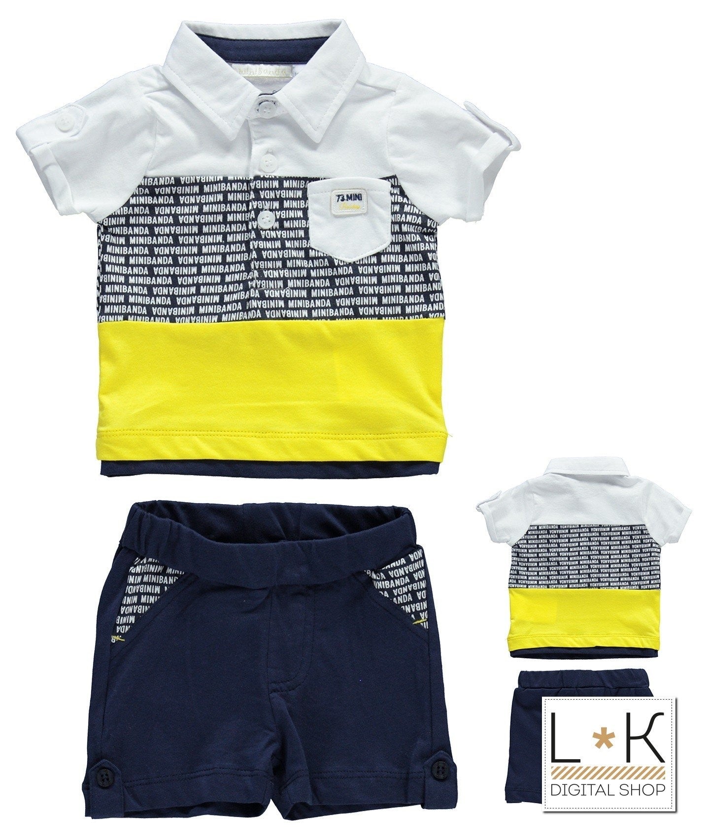 Completo Corto In Cotone Neonato Minibanda U627 - MINIBANDA - LuxuryKids