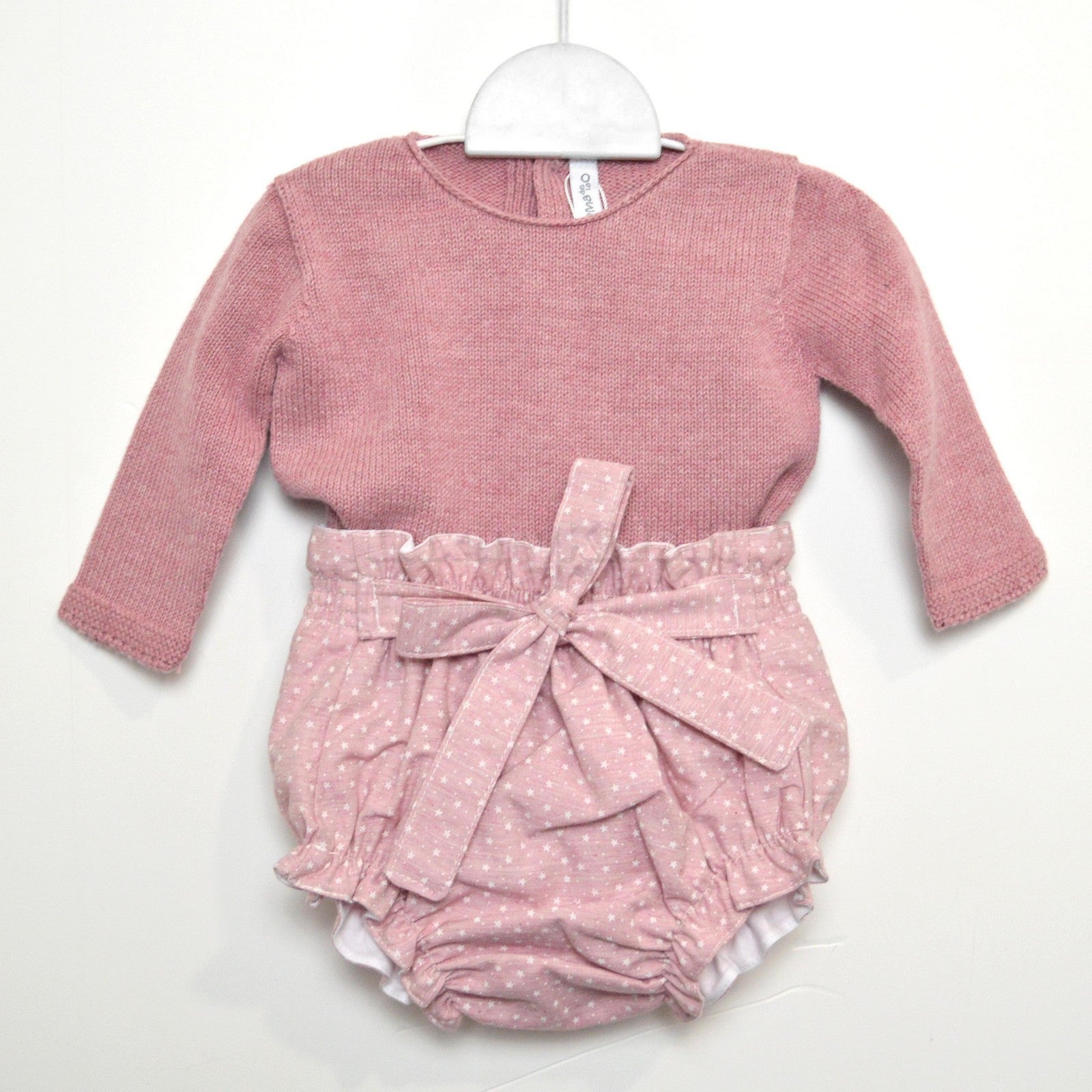 Completo Culotte con Maglioncino Rosa con Fantasia di Stelline Per Neonata Paloma de la O LI8BR1 - PALOMA DE LA O - LuxuryKids