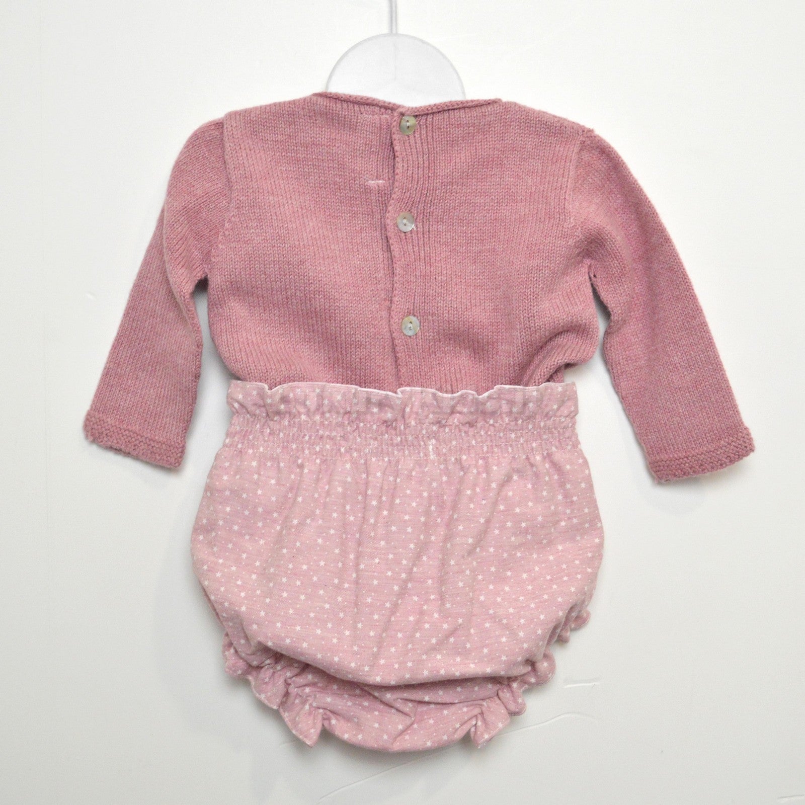 Completo Culotte con Maglioncino Rosa con Fantasia di Stelline Per Neonata Paloma de la O LI8BR1 - PALOMA DE LA O - LuxuryKids