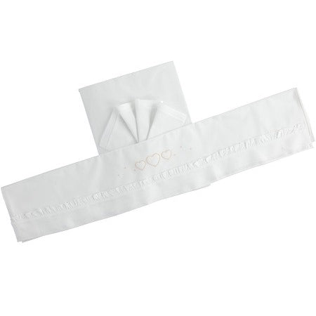 Completo Lenzuola Carrozzina in Cotone Bianco Con Cuori Beige Neonati MINIBANDA 2339 - MINIBANDA - LuxuryKids