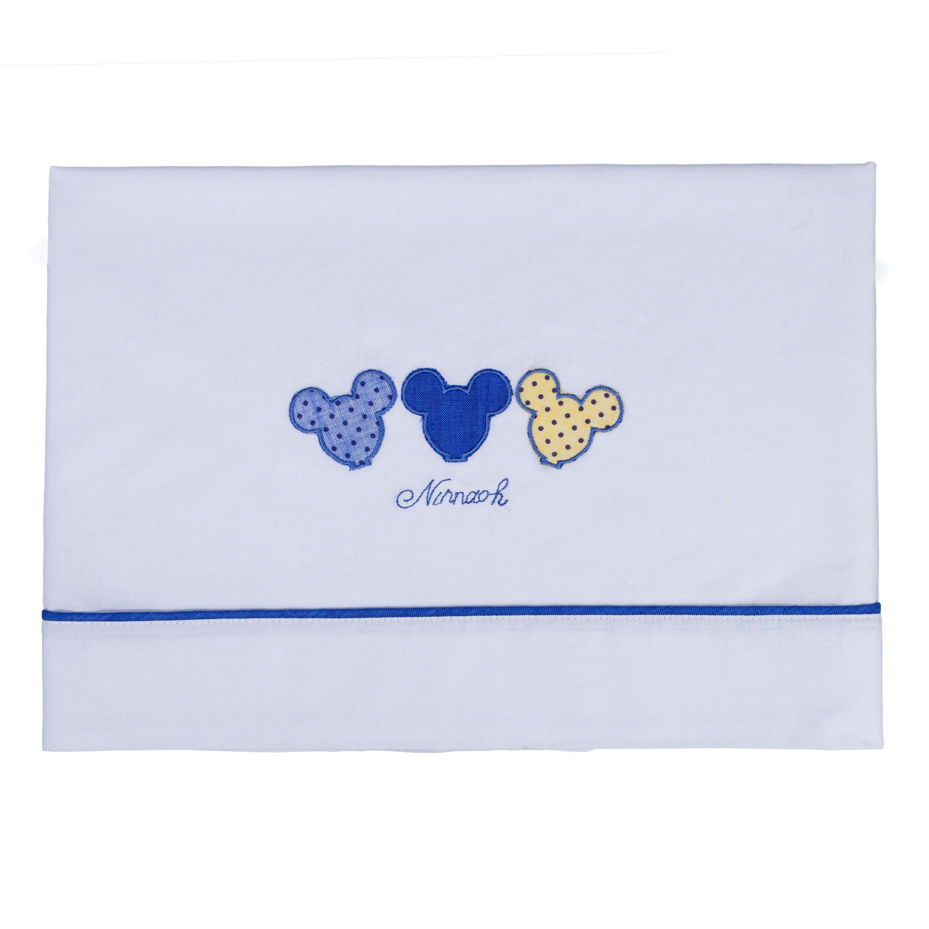 Completo Lenzuola Carrozzina in Cotone Bianco Topolino Neonato NINNAOH E21LE206 - NINNAOH - LuxuryKids