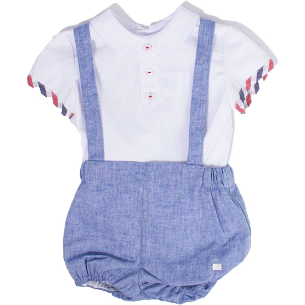 Completo Maglia e Pantaloncino Con Bretelle Celeste Neonato DEL SUR 0033 - DEL SUR - LuxuryKids