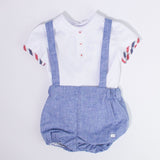 Completo Maglia e Pantaloncino Con Bretelle Celeste Neonato DEL SUR 0033 - DEL SUR - LuxuryKids
