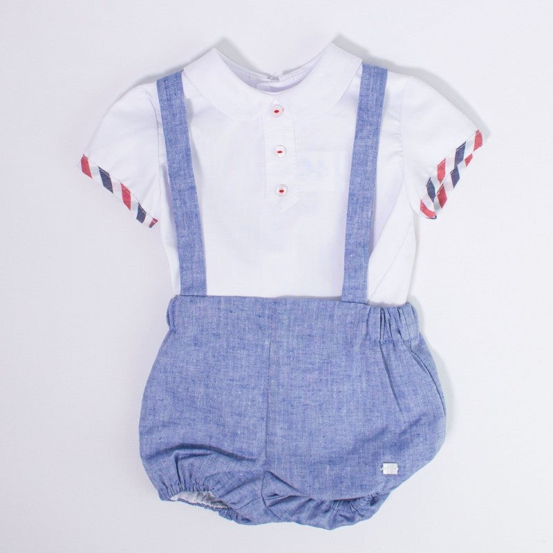 Completo Maglia e Pantaloncino Con Bretelle Celeste Neonato DEL SUR 0033 - DEL SUR - LuxuryKids