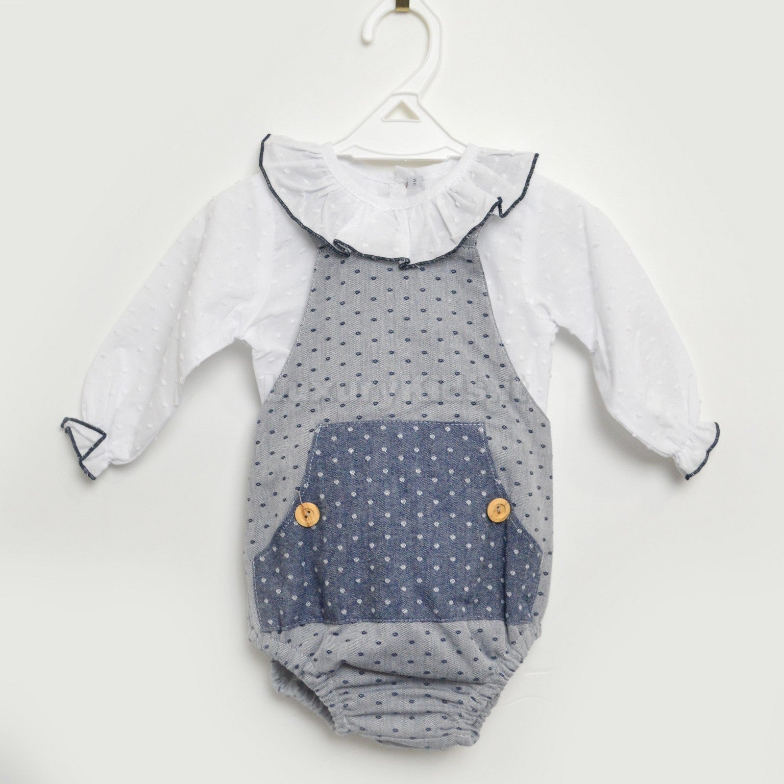 Completo Salopette e Camicia Blu-Bianco Per Neonato Paloma de la O JI8PT2 - PALOMA DE LA O - LuxuryKids