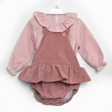 Completo Salopette e Camicia con Fantasia di Stelline Rosa Antico Per Neonata Paloma de la O LI8PT1R - PALOMA DE LA O - LuxuryKids