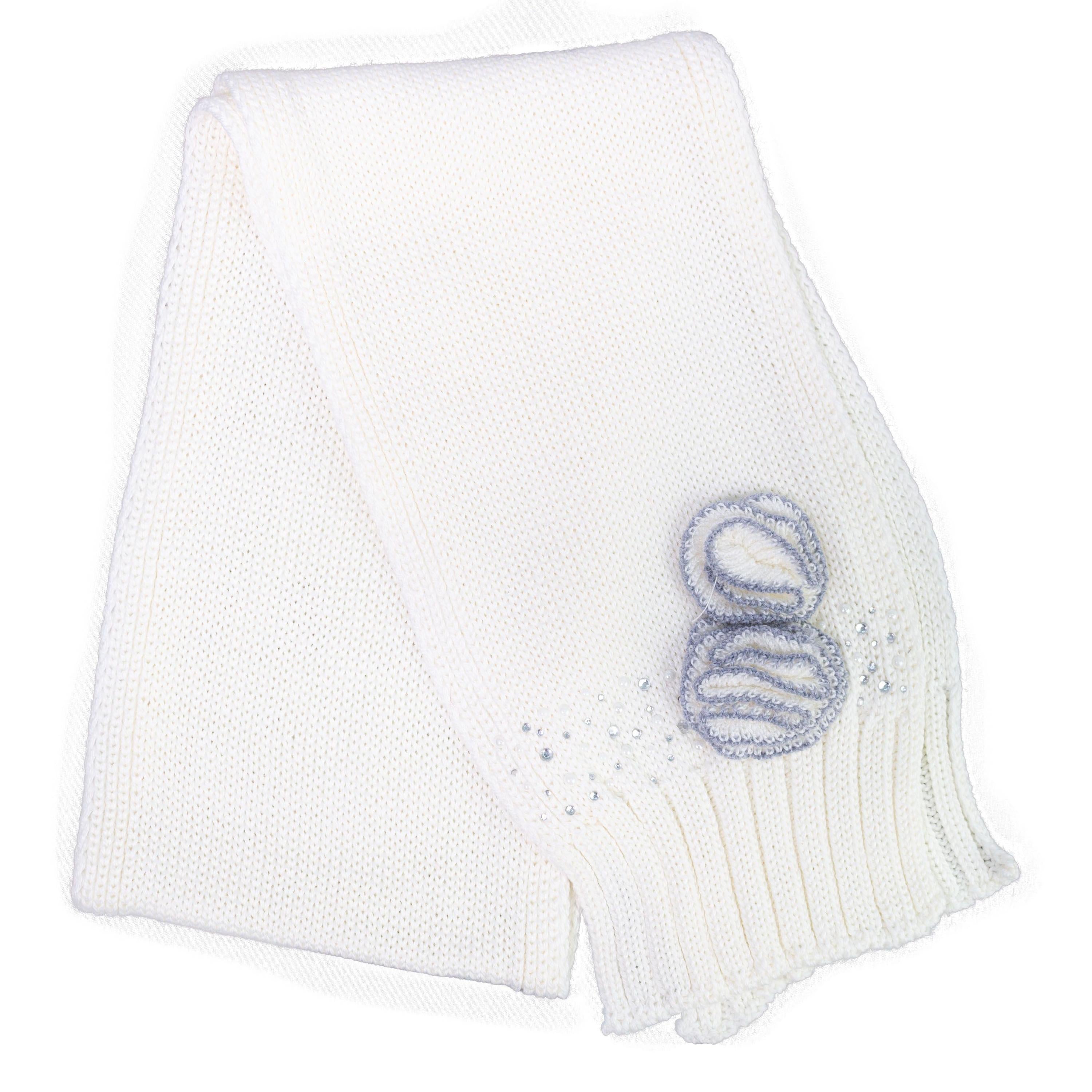 Completo Sciarpa E Cappello In Misto Lana Con Pon Pon Originale Panna Neonata Made In Italy BUFI 9866SC-00 - BUFI - LuxuryKids