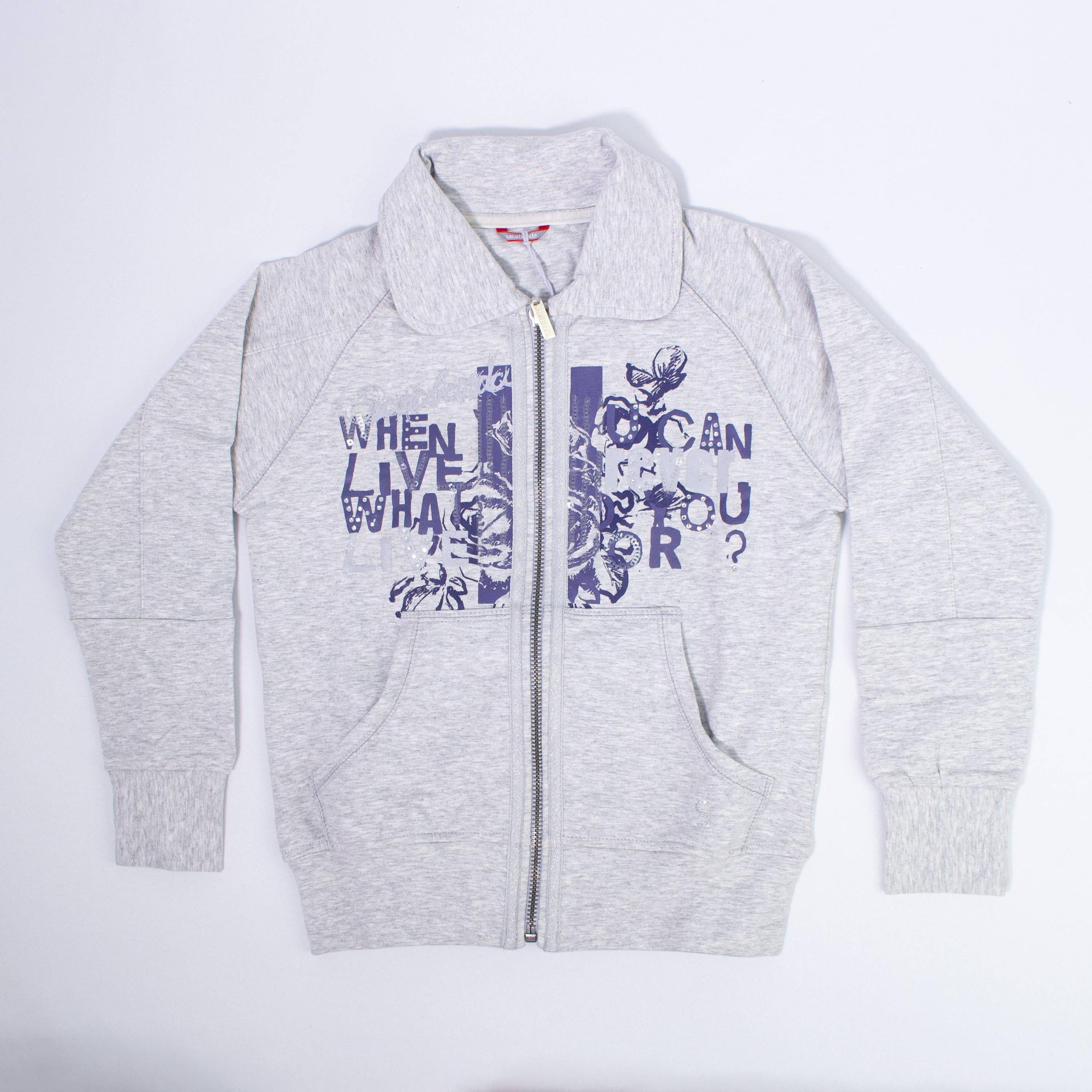 Completo Tuta Caldo Cotone Grigio con Stampe Blu SARABANDA F831 - SARABANDA - LuxuryKids