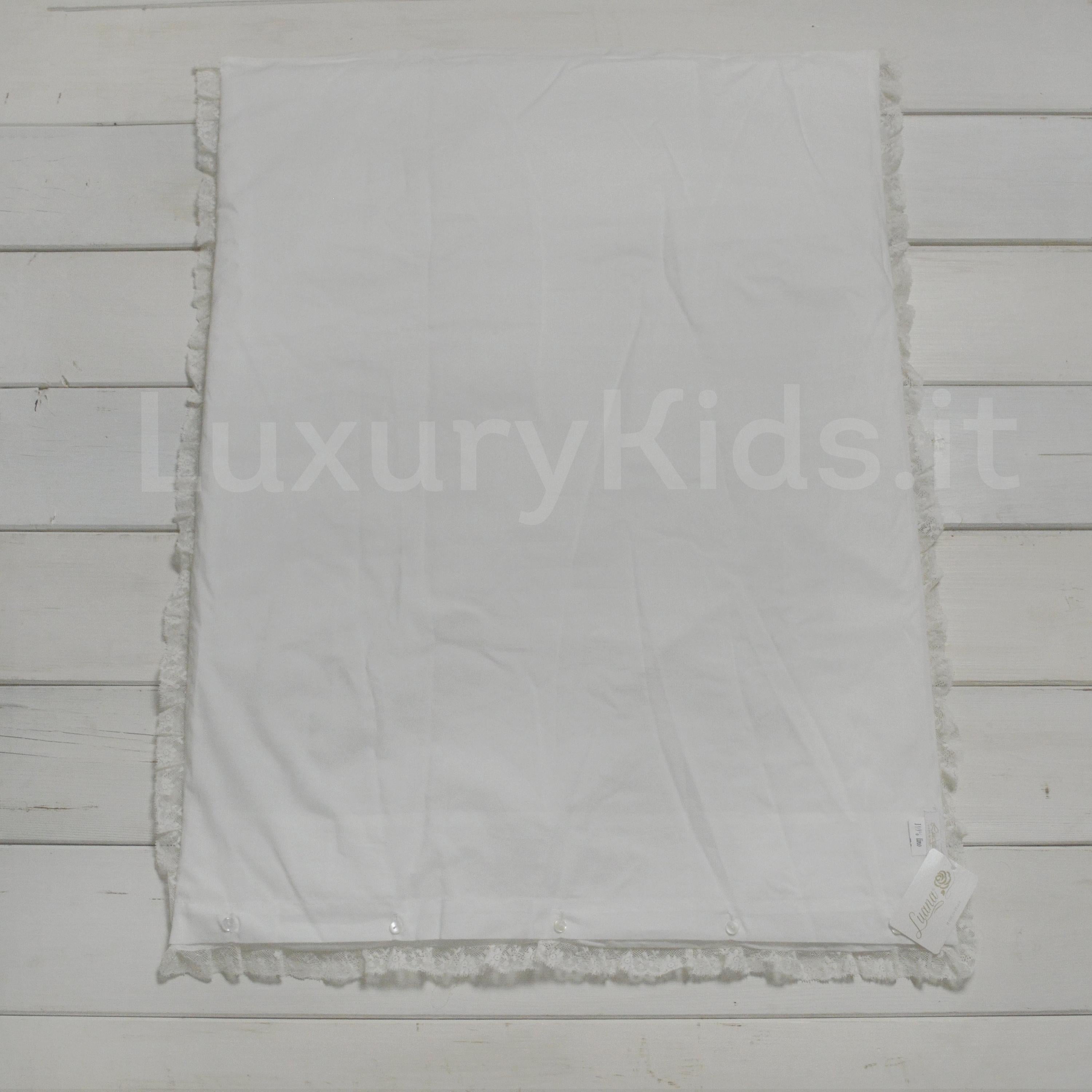 Coperta Corredino con Ricamo e Pizzo Unisex Bianco Creazioni Luana 150 - CREAZIONI LUANA - LuxuryKids