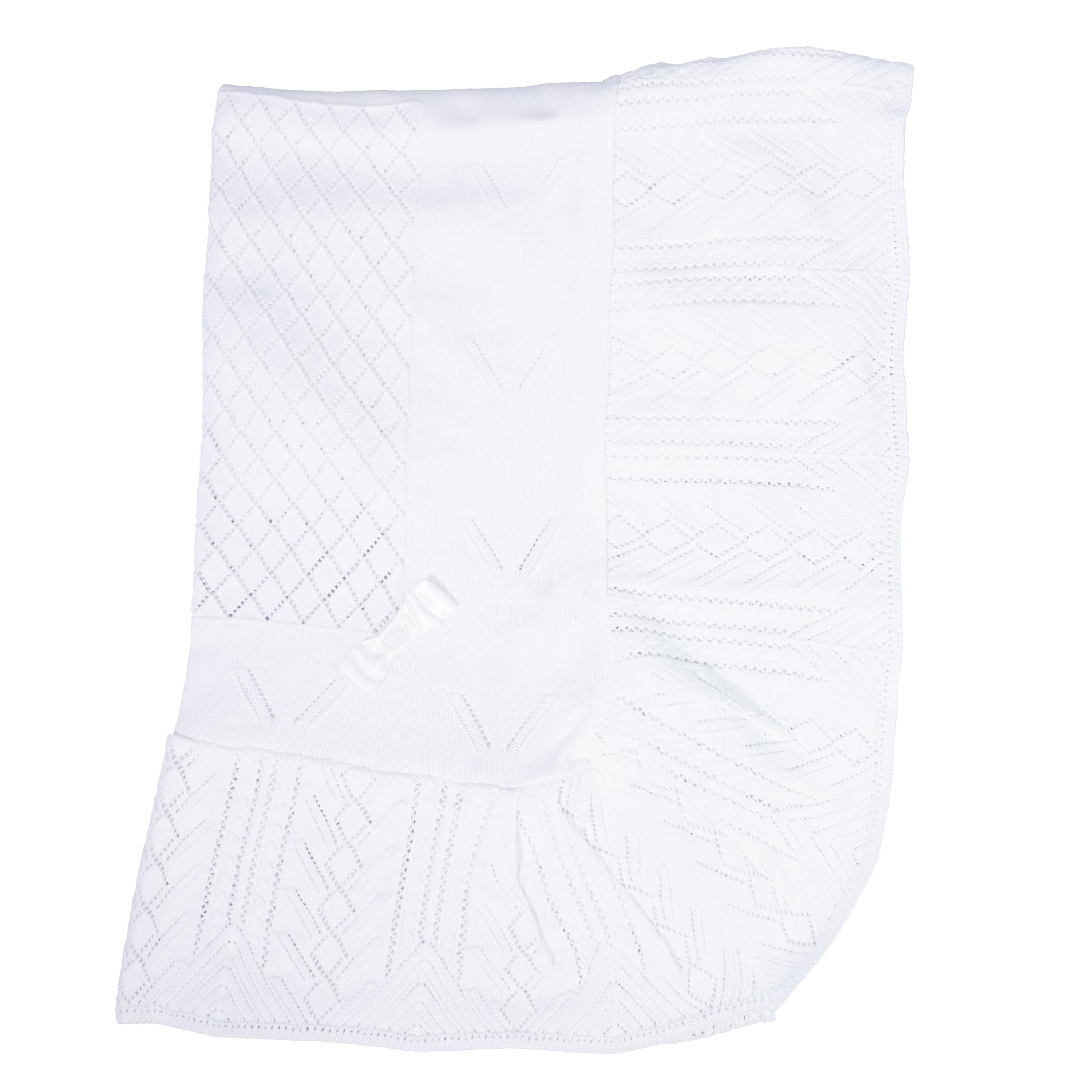 Coperta Corredino In Filo di Cotone Turchese-Bianca Neonato Dr.KID DK119 - DR.KID - LuxuryKids