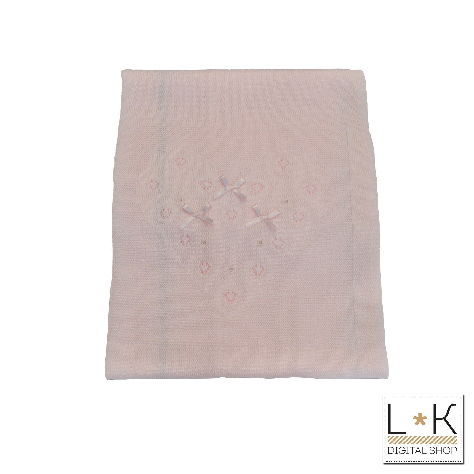 Coperta Corredino Ricamo Neonata Rosa A&J 117 - A&J - LuxuryKids