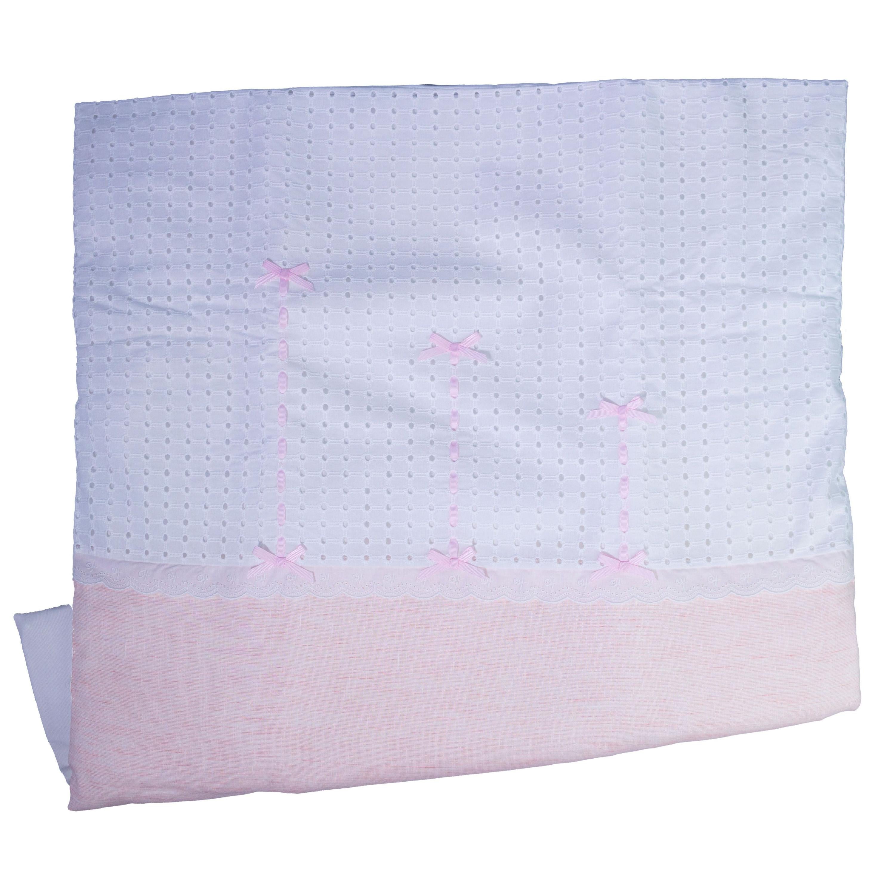 Coperta Imbottita Sfoderabile Con Pizzo San Gallo in Lino Rosa Neonata TETO E TATTA CI4560 - TETO E TATTA - LuxuryKids