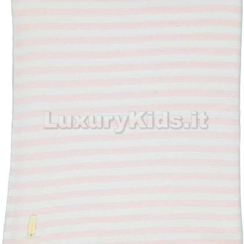 Coperta in Filo a Righe Corredino Nascita Neonata Rosa Chua MTRI - CHUA - LuxuryKids