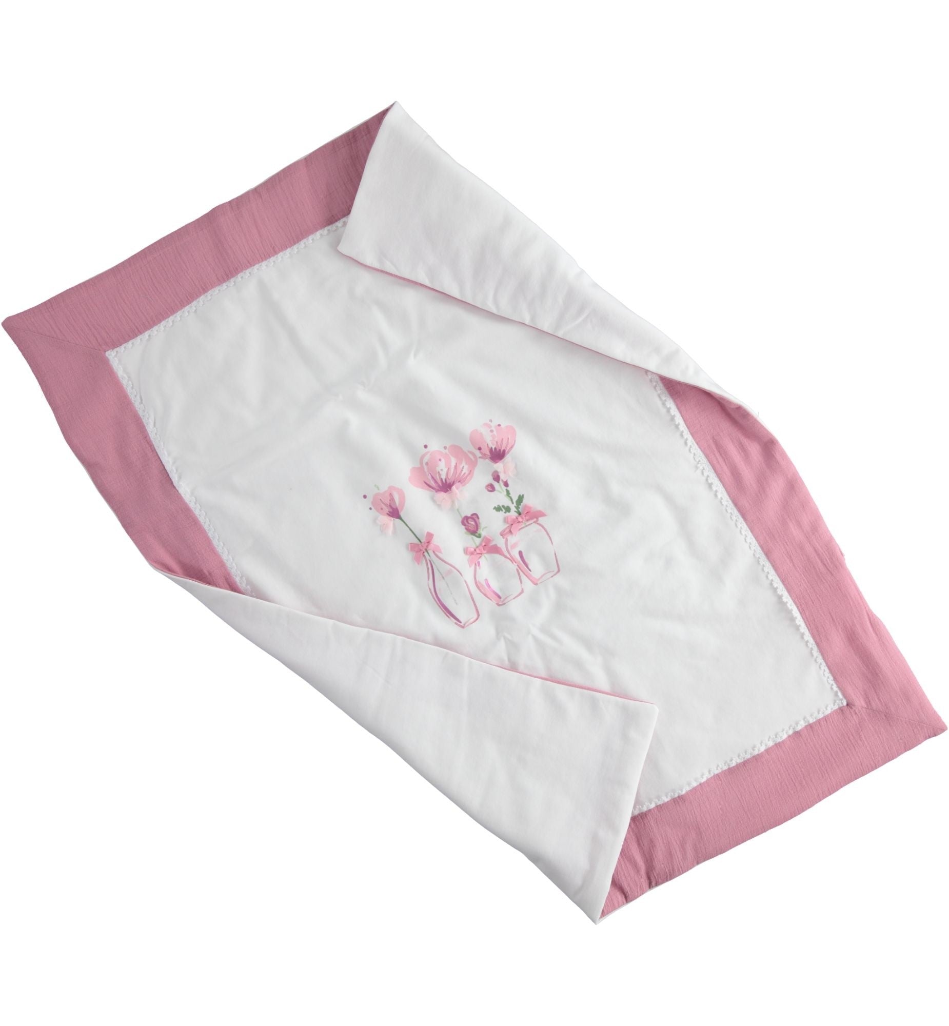 Copertina Carrozzina Imbottita Bianco e Glicine MINIBANDA 2334 - MINIBANDA - LuxuryKids