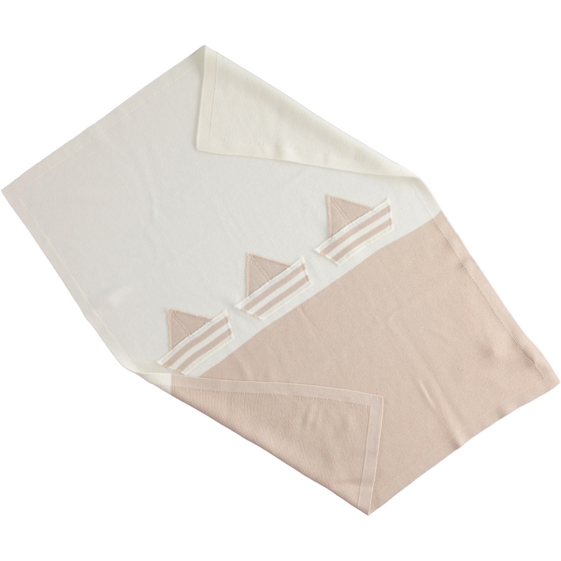 Copertina Carrozzina In Cotone con Barchette Panna-Beige Neonato MINIBANDA 2309 - MINIBANDA - LuxuryKids