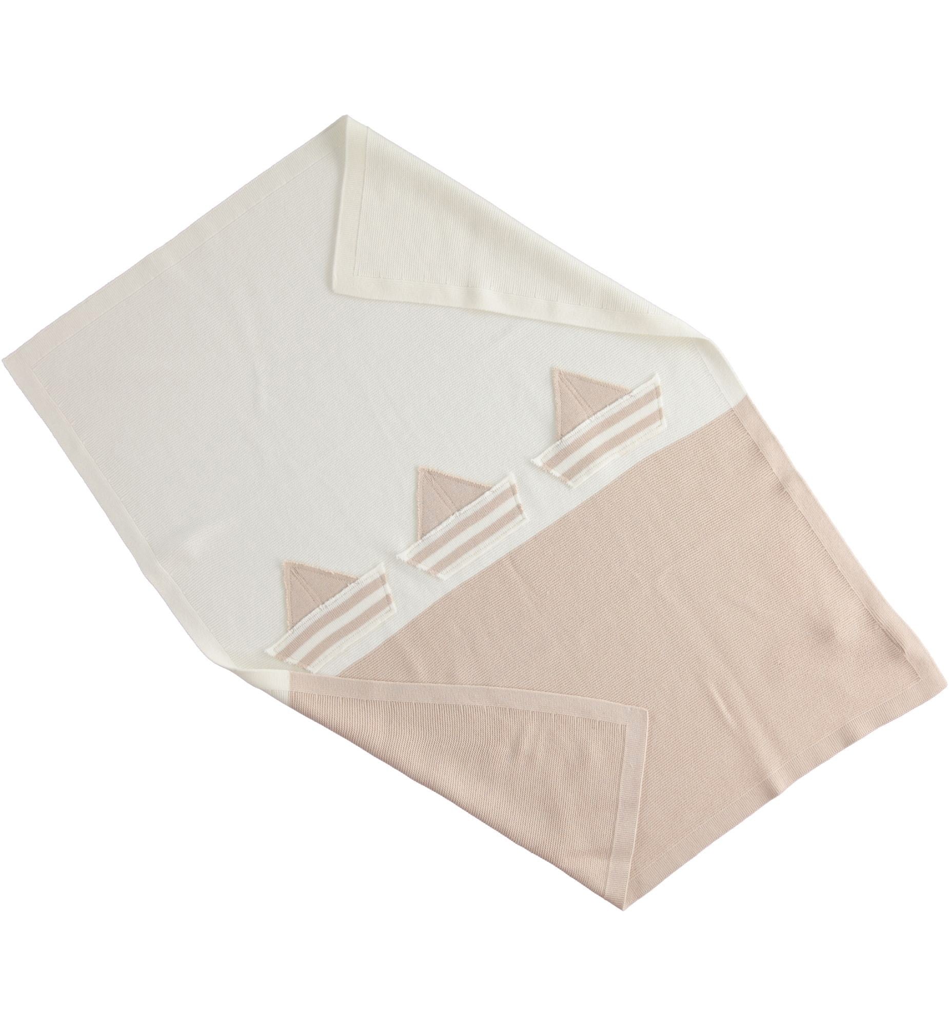 Copertina Carrozzina In Cotone con Barchette Panna-Beige Neonato MINIBANDA 2309 - MINIBANDA - LuxuryKids