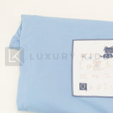Copertina Imbottita Sfoderabile Azzurra In Piquet Con Patch Lettere Neonato La Sartoria Dei Piccoli LC752 - LA SARTORIA DEI PICCOLI - LuxuryKids