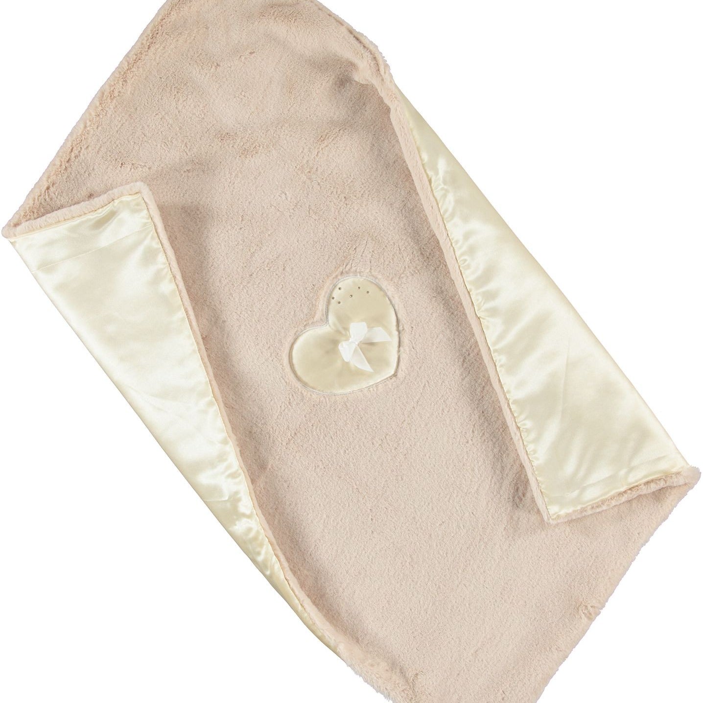 Copertina in Eco-pelliccia foderata in raso Beige Neonata MINIBANDA K358 - MINIBANDA - LuxuryKids