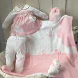 Copertina in Filo Bianco-Rosa Neonata Primo di Bebè 403.1 - PRIMODI' BEBE' - LuxuryKids