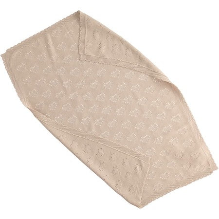 Copertina Per Carrozzina In Tricot con Cuori Ricamati Beige Neonato MINIBANDA 2330 - MINIBANDA - LuxuryKids