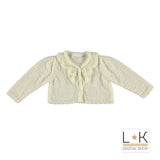 Coprispalle con Ricamo Traforato in Misto Lana Panna Neonata Minibanda H777 - MINIBANDA - LuxuryKids