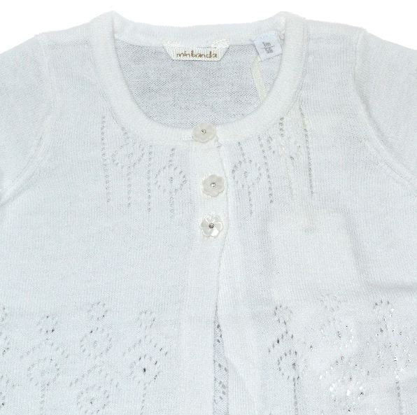 Coprispalle con Ricamo Traforato in cotone Panna Neonata Minibanda Q707 - MINIBANDA - LuxuryKids