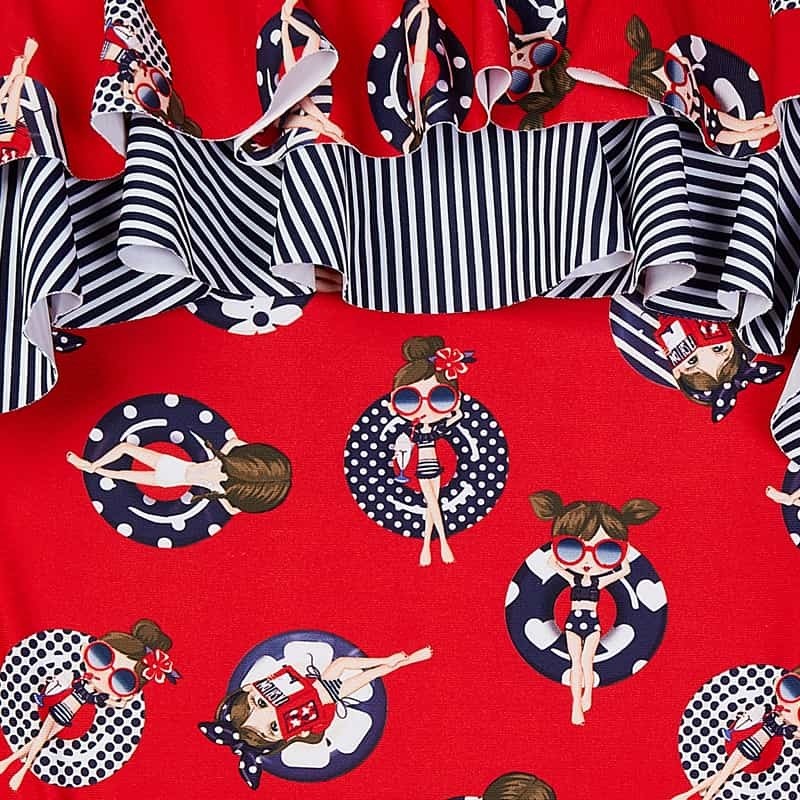 Costume Intero Con Volant Rosso Con Stampa Bambina MAYORAL 3745 - MAYORAL - LuxuryKids