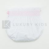Culotte In Plumetil Con Punto Smoke E Fiocchi Rosa Neonata SARDON LA424 - SARDON - LuxuryKids