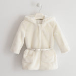 Ecopelliccia Con Cappuccio Panna Con Cinturino Neonata Sarabanda K243 - SARABANDA - LuxuryKids