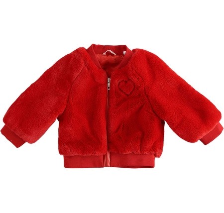 Ecopelliccia Morbida Rossa Con Zip Neonata Minibanda K763 - MINIBANDA - LuxuryKids