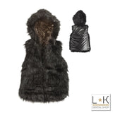 Ecopelliccia Smanicata con cappuccio Nera Bambina Sarabanda T480 - SARABANDA - LuxuryKids
