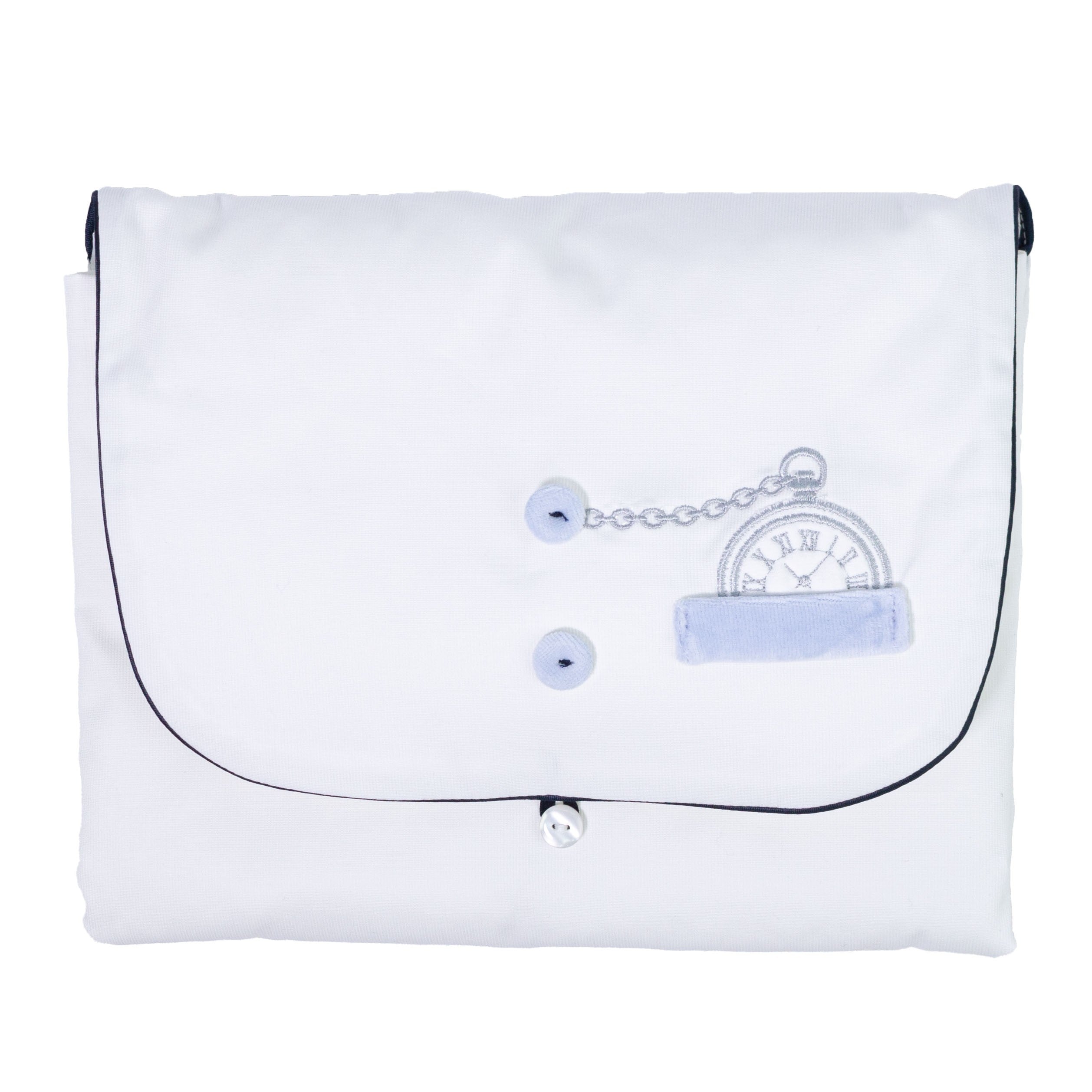 Fasciatoio Piegevole Imbottito Cotone Con Ricamo Orologio Bianco Neonato LA SARTORIA DEL PICCOLI LFS8581 - LA SARTORIA DEI PICCOLI - LuxuryKids