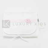 Fasciatoio Pieghevole In Cotone Bianco Con Fascia Rosa Con Cuscinetto Interno Neonata LA SARTORIA DEI PICCOLI LFS302 - LA SARTORIA DEI PICCOLI - LuxuryKids