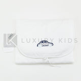 Fasciatoio Pieghevole In Cotone Bianco Con Ricamo Macchina E Cuscinetto Interno Neonata LA SARTORIA DEI PICCOLI LFS309 - LA SARTORIA DEI PICCOLI - LuxuryKids